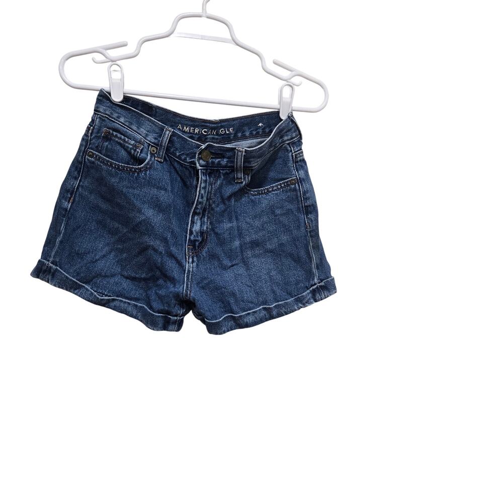 American Eagle Mom Shorts Size 4 Medium Wash Cuffed Denim